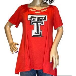 Gameday Texas Tech University Flowy Hi-Low Hem Tee Shirt T-Shirt Size Small VGC